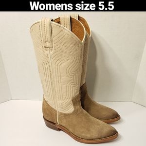 Frye Billy Stitch Pull On Western Tan Boots 5.5